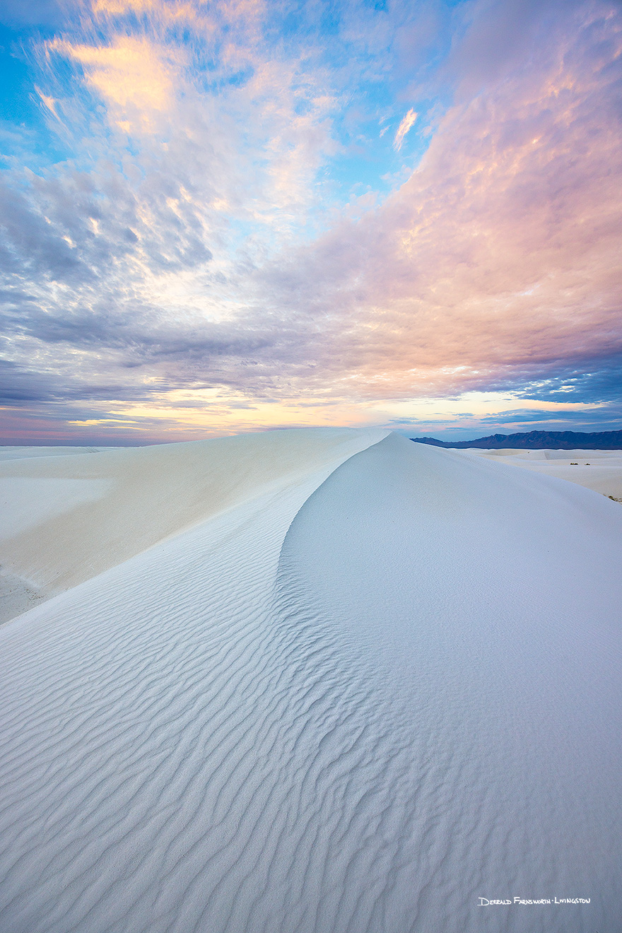 Scenic photograph of a beautiful sunrise at White Dunes National Park, New Mexico. - New Mexico Picture